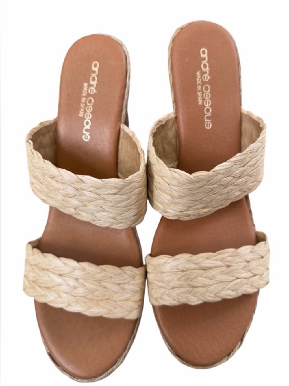 Andre Assous Natural Braided Double-Strap Slide Sandal